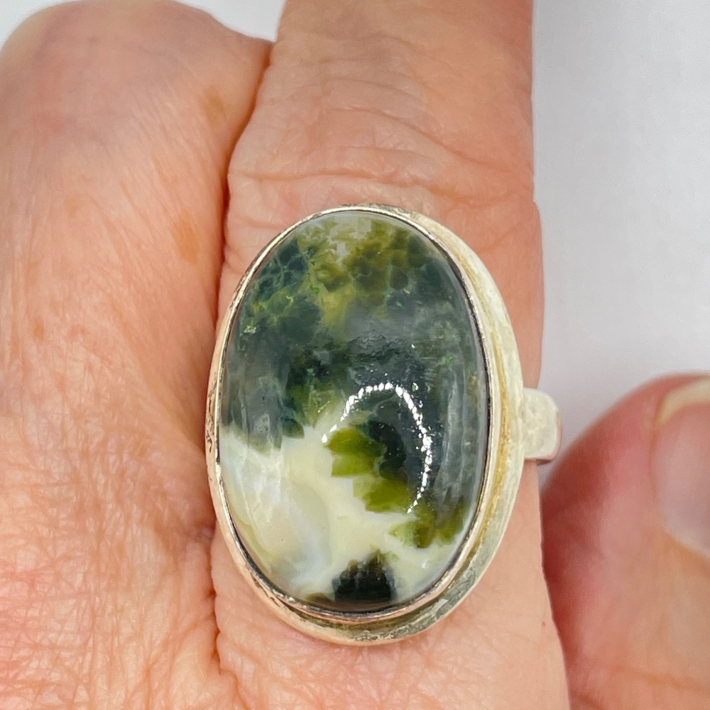 Vintage 925 Sterling Silver Oval Cabochon Chunky Artisan Ring 9 1/4